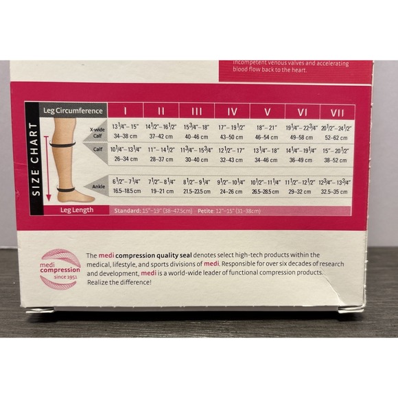 Mediven Plus Calf 20-30 Compression Stockings Size VI Beige Closed Toe 19806 New - Picture 6 of 8